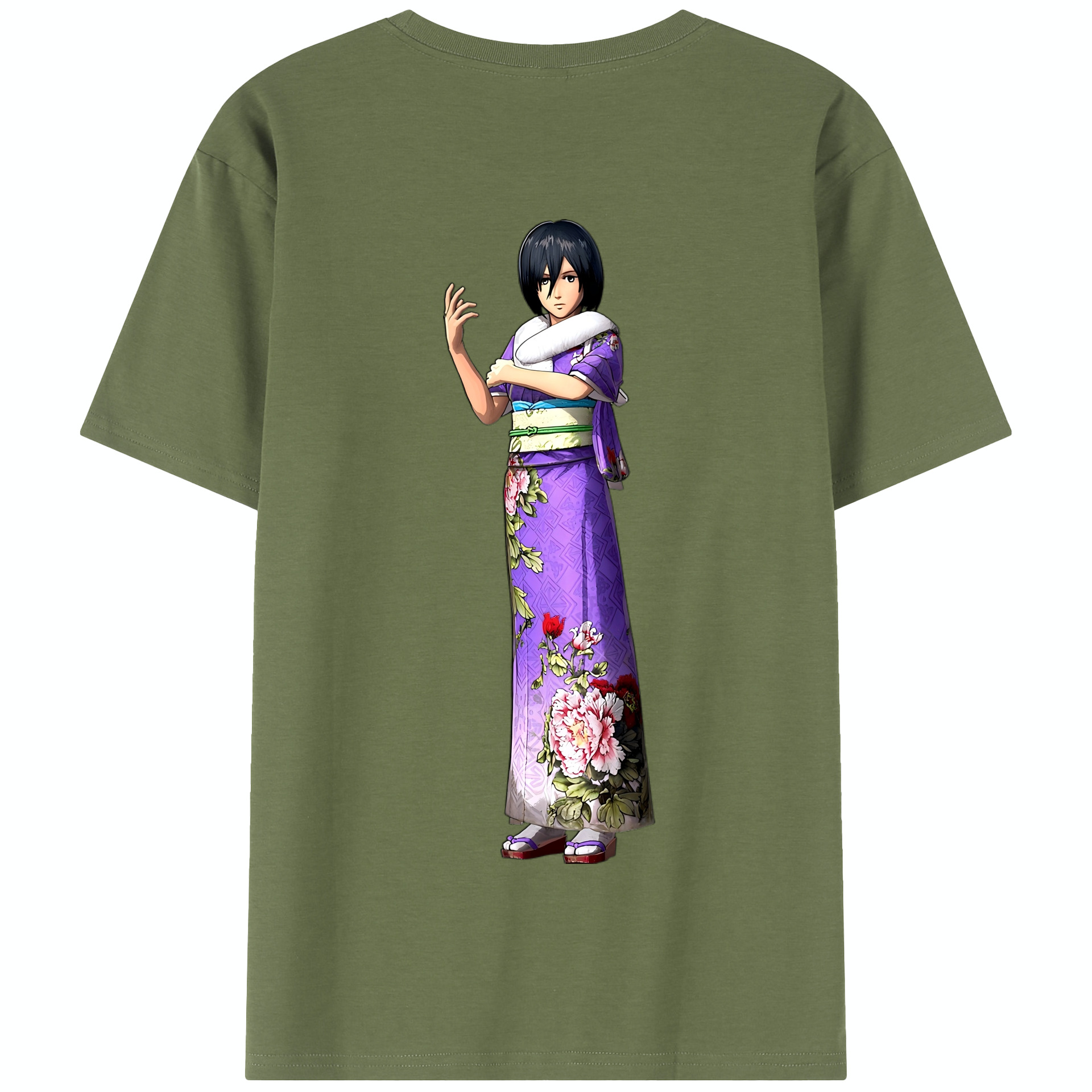 （画像用） 進撃の巨人 ミカサ·アッカーマン Attack on Titan Mikasa Ackerman 綿100％半袖Tシャツ（背面プリント）